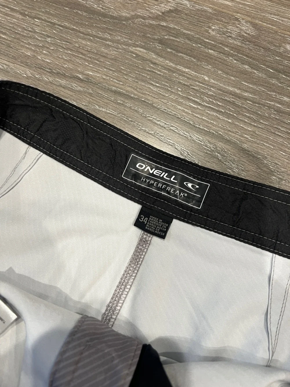 O'Neill Men's Gray Swim Board Shorts with Blue Stripes- Hyperfreak